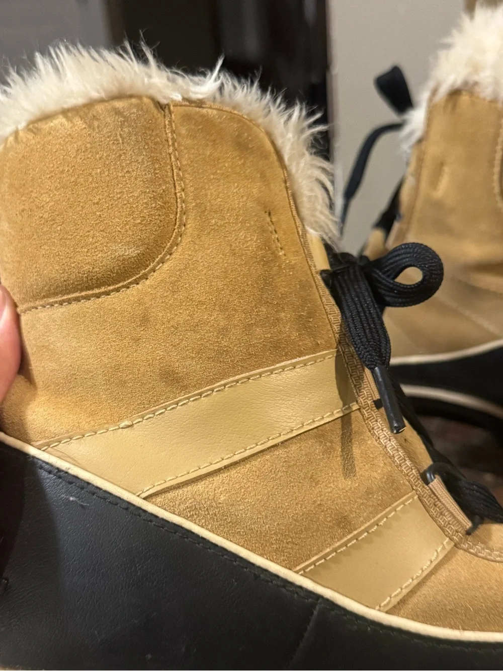 Sorel Children’s Tan and Black Faux-Fur Winter Boots